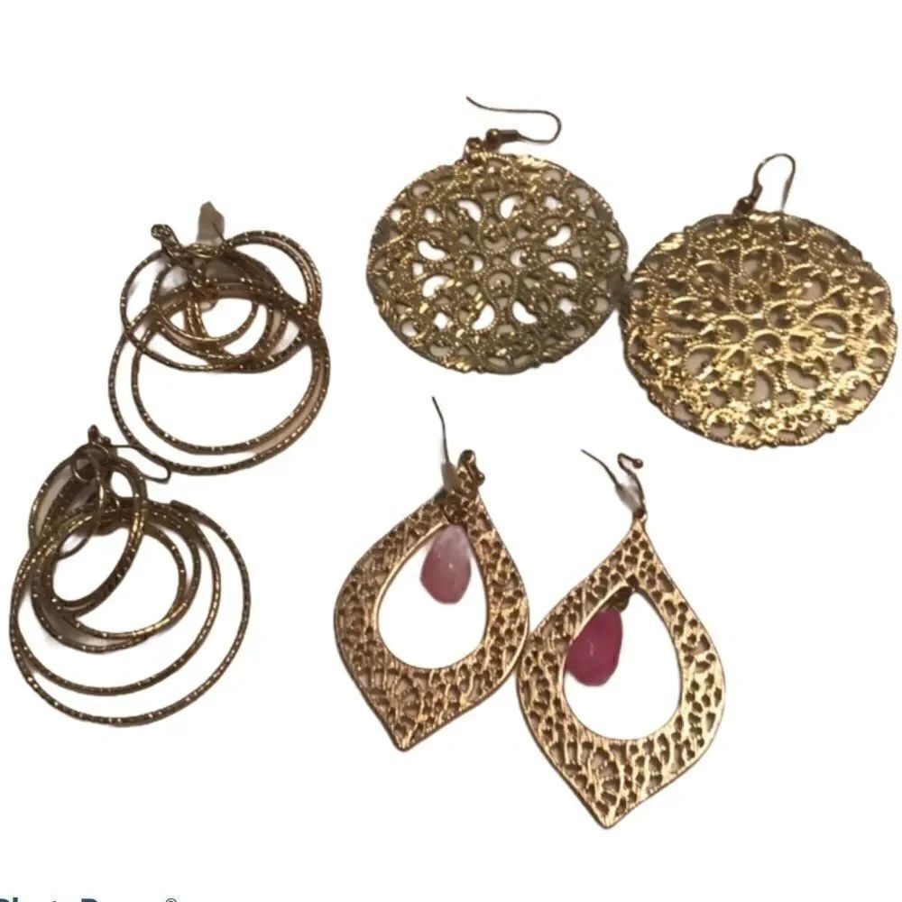 Three Pairs of Gold Earrings for $10